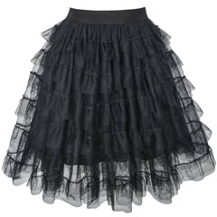 Girls Skirt Black Lace Tiered Tutu Dancing Dress Size 7-14 Years