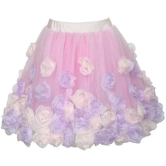 Girls Skirt Pink Rose Flower Tutu Dancing Dress Size 6-12 Years