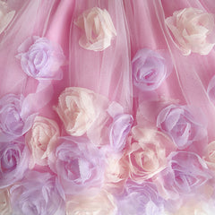 Girls Skirt Pink Rose Flower Tutu Dancing Dress Size 6-12 Years