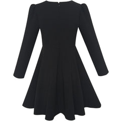 Girls Dress Back School Long Sleeve Black Dress Size 6-12 Years