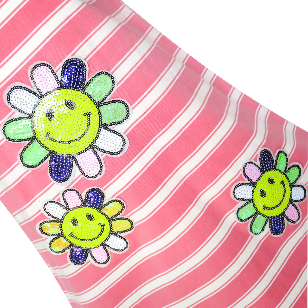 Girls Dress Long Sleeve Cotton Cartoon Sequins Pink Striped Dress Size 5-12 Years