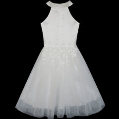 Flower Girls Dress Lace Sequins Sparkling Wedding Bridesmaid Size 5-12 Years