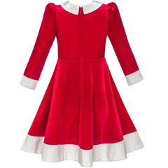 Girls Dress Christmas Hat Red Velvet Long Sleeve Holiday Size 4-14 Years