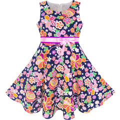 Girls Dress Hat Pink Flower Beach Party Size 4-12 Years