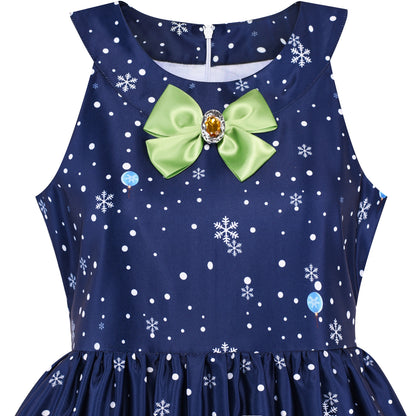 Sunny Fashion Girls Christmas Reindeer Bow A-Line Dress
