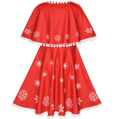 Girls Dress Red Cape Cloak Christmas Year Holiday Party Size 4-14 Years