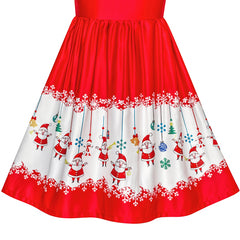 Girls Dress 3/4 Sleeve Christmas Santa Jingle Bell Snow Size 4-12 Years