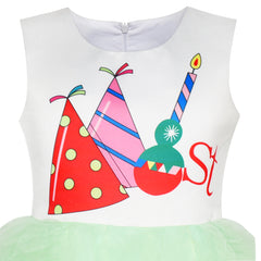 Girls Dress Happy Birthday Candle Party 1st Birthday Tutu Dress Size 12M-8 Years