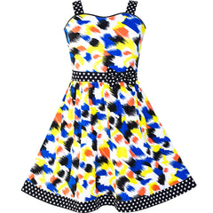 Girls Dress Colorful Bow Tie Dot Summer Size 4-12 Years