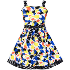 Girls Dress Colorful Bow Tie Dot Summer Size 4-12 Years