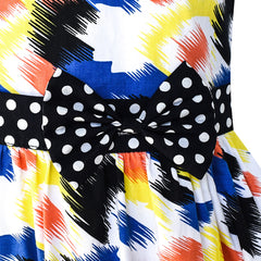 Girls Dress Colorful Bow Tie Dot Summer Size 4-12 Years