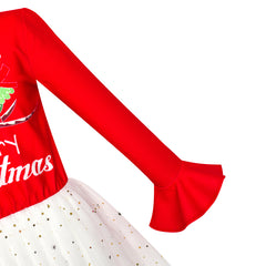 Girls Dress Long Sleeve Christmas Owl Sparkling Sequin Tulle Size 3-14 Years
