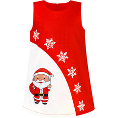 Girls Dress A-line Christmas Santa Xmas Snow Year Holiday Party Size 3-8 Years
