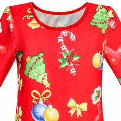 Girls Dress Red Christmas Tree X-mas Jingle Bell Holiday Size 4-10 Years