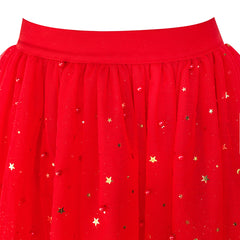 Girls Skirt Red Pearl Stars Sparkling Tutu Dancing Size 4-12 Years