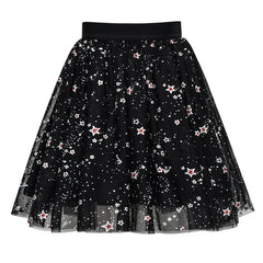 Girls Skirt Black Red Pearl Stars Sparkling Tutu Dancing Size 4-12 Years