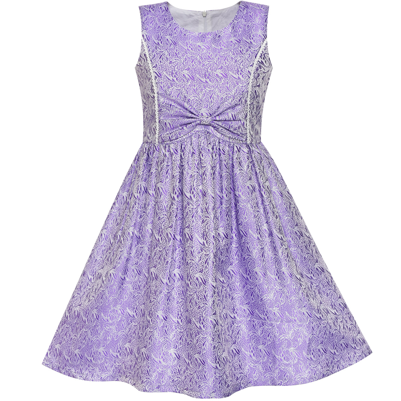 Girls Dress Bow Tie Jacquard Fit And Flare Princess Size 3-12 Years