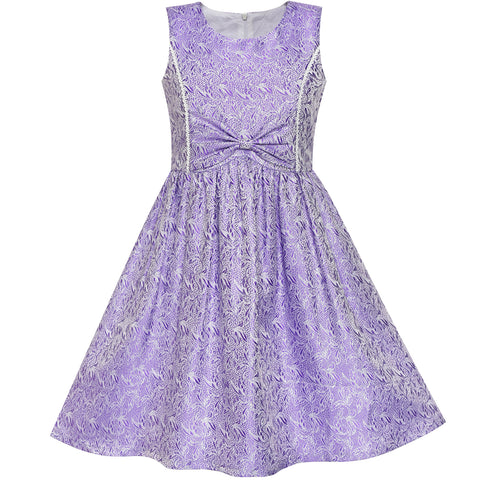 Girls Dress Bow Tie Jacquard Fit And Flare Princess Size 3-12 Years