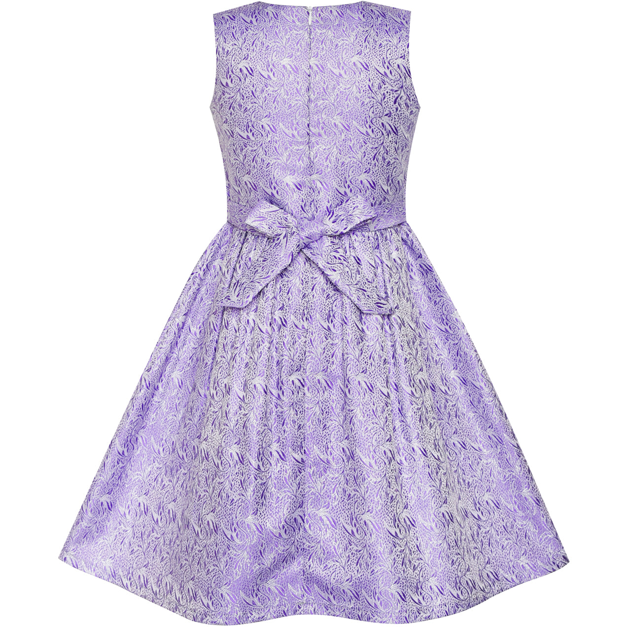 Girls Dress Bow Tie Jacquard Fit And Flare Princess Size 3-12 Years