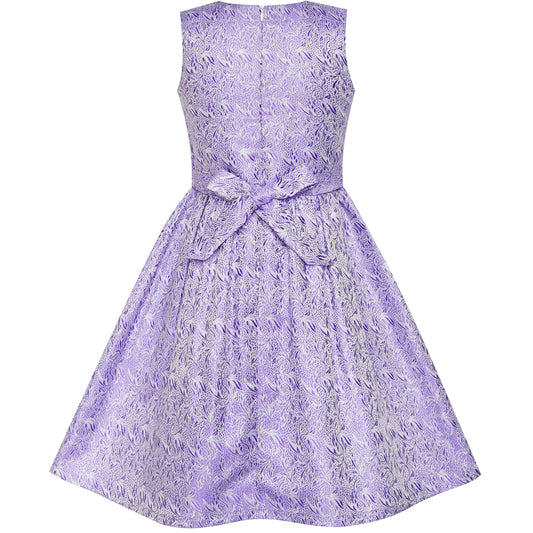 Girls Dress Bow Tie Jacquard Fit And Flare Princess Size 3-12 Years