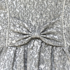 Girls Dress Gray Bow Tie Jacquard Fit And Flare Princess Size 5-12 Years