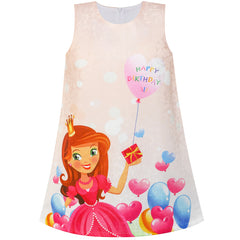 Girls Dress Birthday Princess Balloon Party A-line Dress Size 1-7 Years