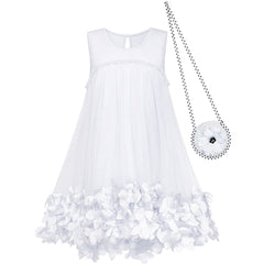 Girls Dress A-line Cute Handbag White Princess Size 5-10 Years