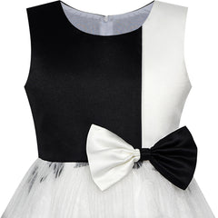 Girls Dress Bow Tie Black White Color Contrast Umbrella Size 4-12 Years