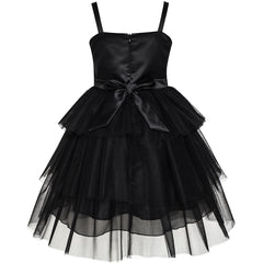 Girls Dress Cat Face Black Tower Ruffle Dancing Party Size 4-10 Years