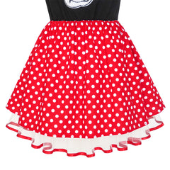 Girls Dress Cartoon Red White Dot Tulle Hem Princess Dress Size 6-12 Years