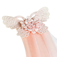 Flower Girls Dress Peach Ruffle Butterfly Wedding Bridesmaid Size 6-14 Years