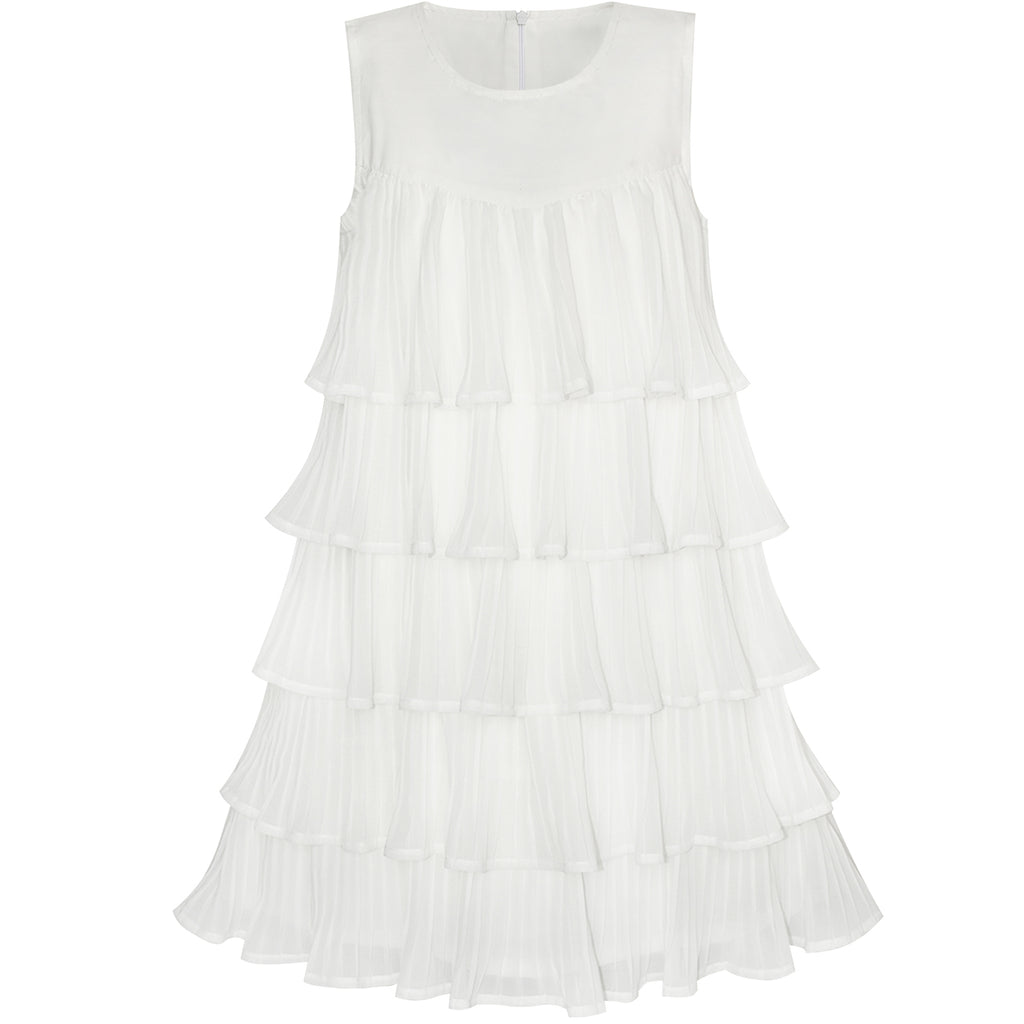 Girls Dress A-line Off White Tower Skirt Princess Size 6-12 Years