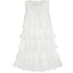 Girls Dress A-line Off White Tower Skirt Princess Size 6-12 Years