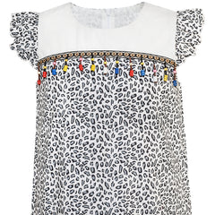 Girls Dress Ruffle Skirt Leopard Print Black And White Size 4-8 Years