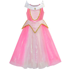 Princess Aurora Costume Briar Rose Dress Up Pink Size 5-12 Years