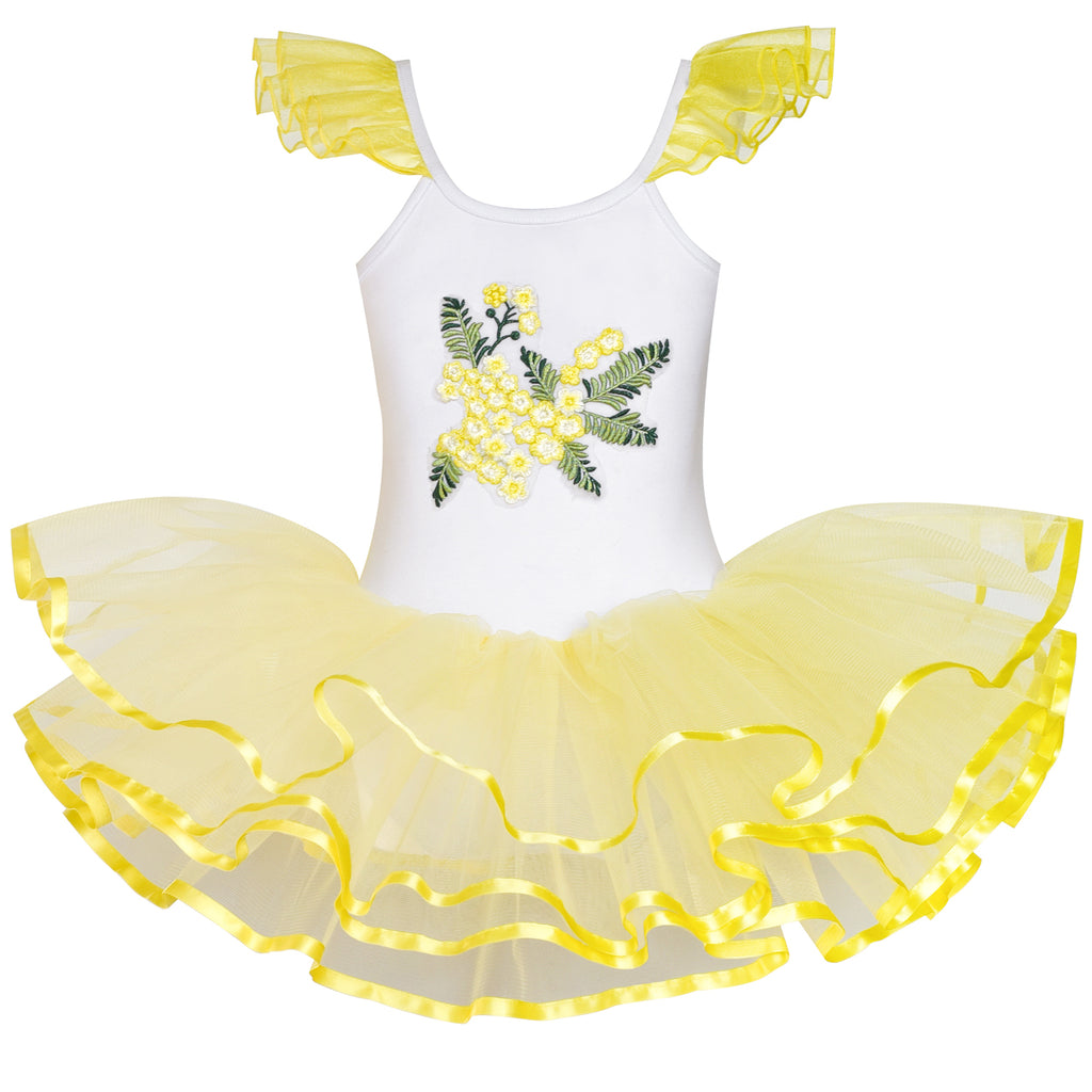 Girls Dress Cute Tutu Dancing Yellow Ballet Dress Size 2-8 Years