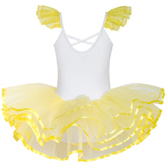 Girls Dress Cute Tutu Dancing Yellow Ballet Dress Size 2-8 Years