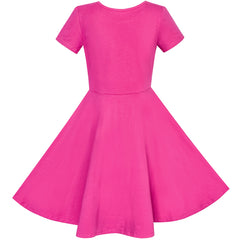 Girls Dress Deep Pink Butterfly Sequin Cotton Dress Size 5-12 Years