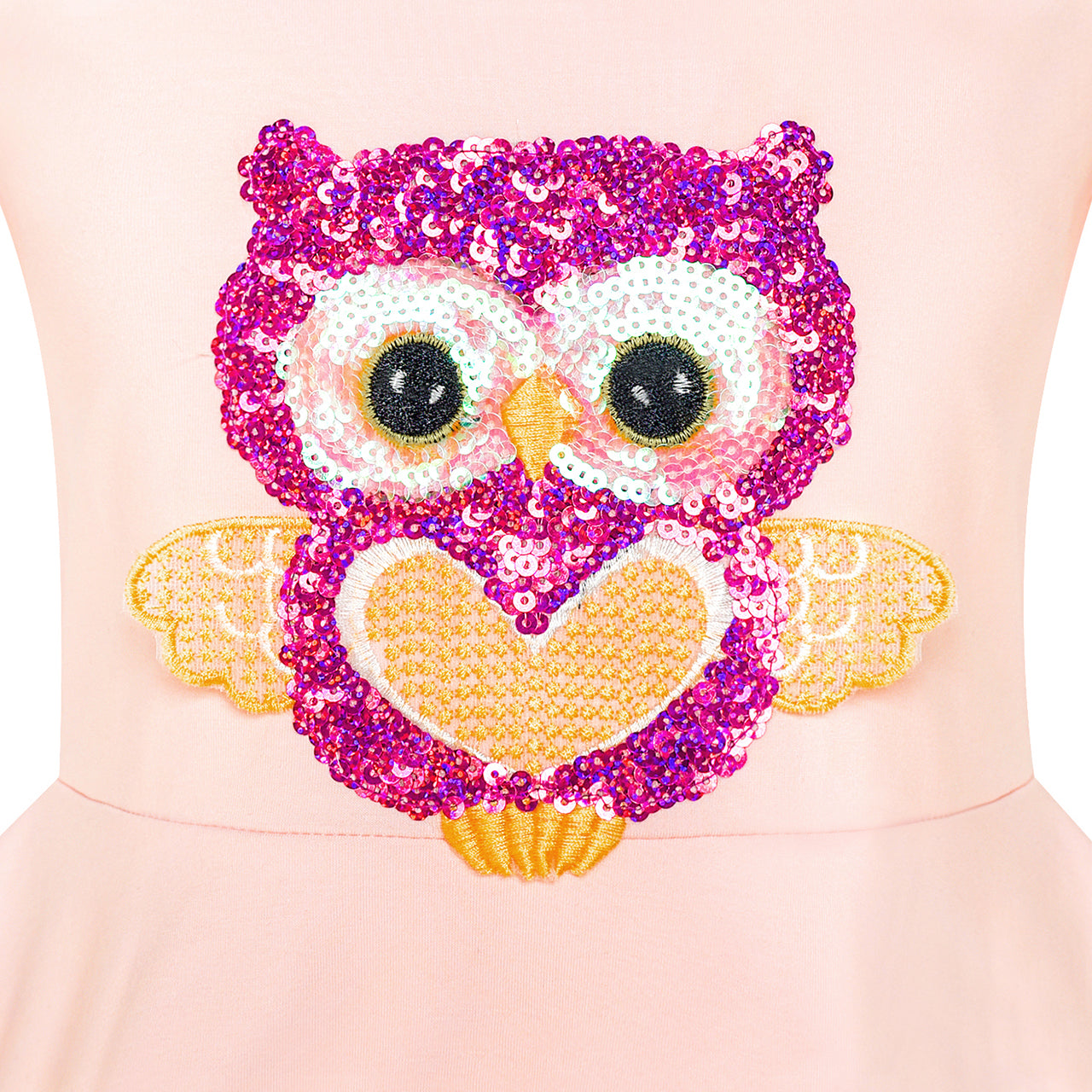 Girls Dress Misty Rose Owl Sequin Cotton Dress Size 4-8 Years
