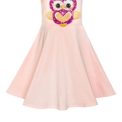 Girls Dress Misty Rose Owl Sequin Cotton Dress Size 4-8 Years