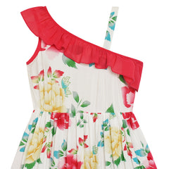 Girls Dress Floral One-Shoulder Design Summer Beach Dress Size 7-14 Years