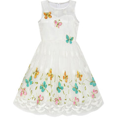 Girls Dress Butterfly Easter Illusion Yoke Party Dress Size 7-14 Years
