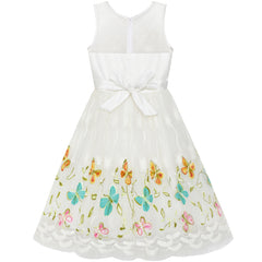 Girls Dress Butterfly Easter Illusion Yoke Party Dress Size 7-14 Years