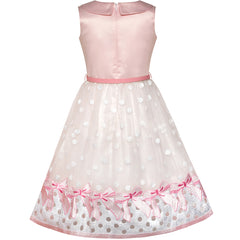 Girls Dress Sailor Collar Pink Belted Bow Tie Elegant Dress Size 7-14 Years