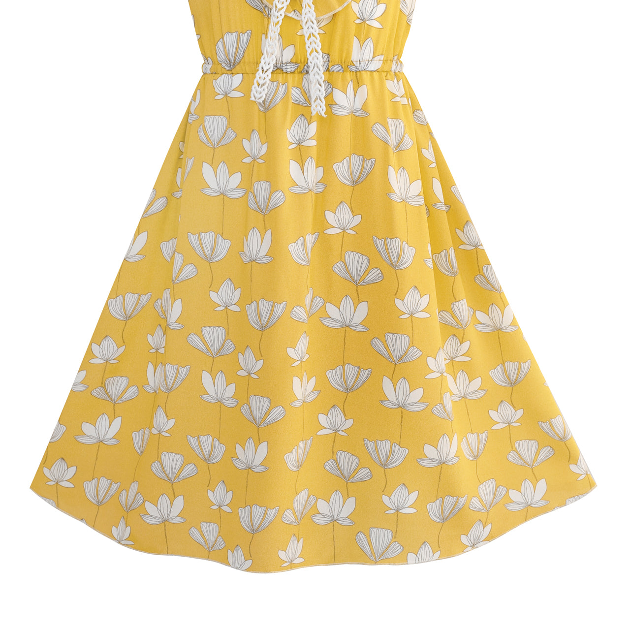 Girls Dress Chiffon Bell Sleeve Floral Elegant Dress Size 5-14 Years