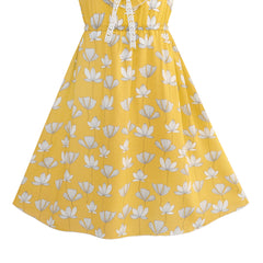 Girls Dress Chiffon Bell Sleeve Floral Elegant Dress Size 5-14 Years
