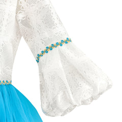 Girls Dress White And Blue Hi-Lo Party Dancing Pageant Size 6-14 Years