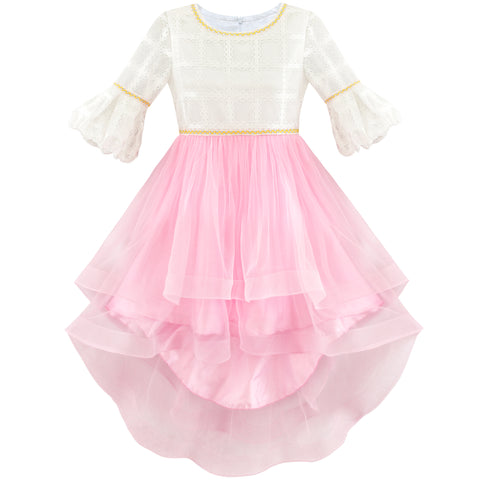 Girls Dress White And Pink Hi-Lo Party Dancing Pageant Size 6-14 Years