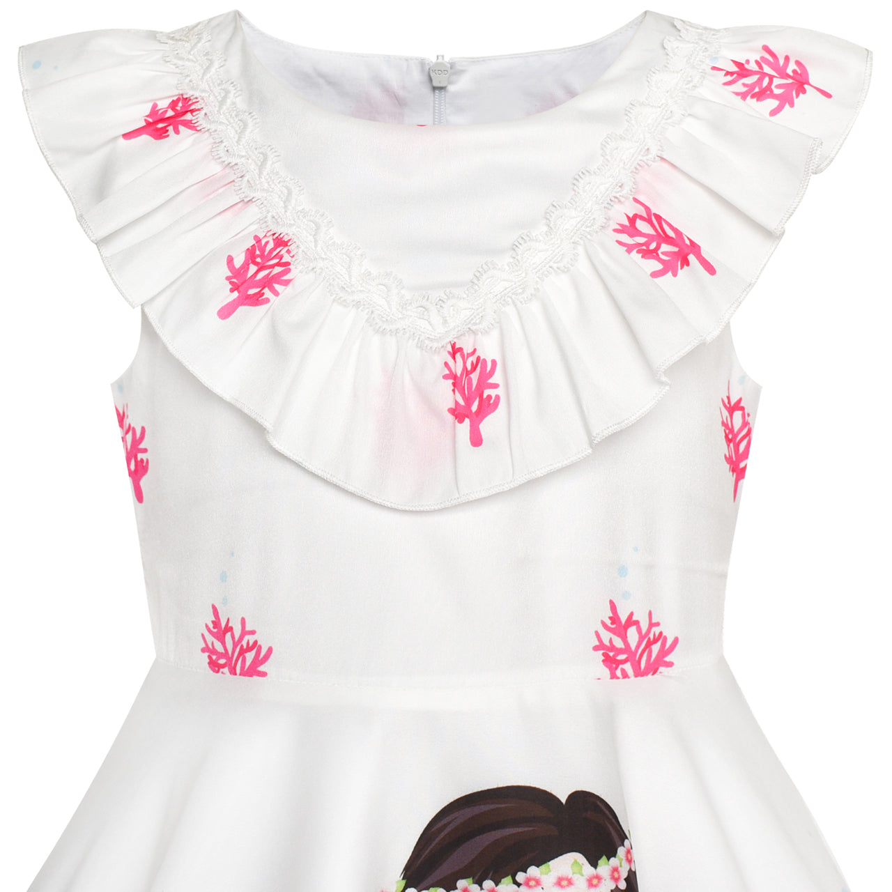 Girls Dress Mermaid Cartoon Princess Ruffle Collar Party Dress Size 2-8 Years