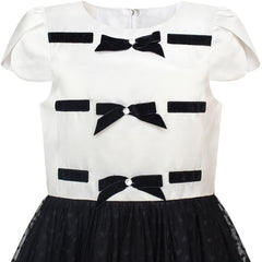 Girls Dress Back School Black White Bow Tie School Uniform Size 6-12 Years